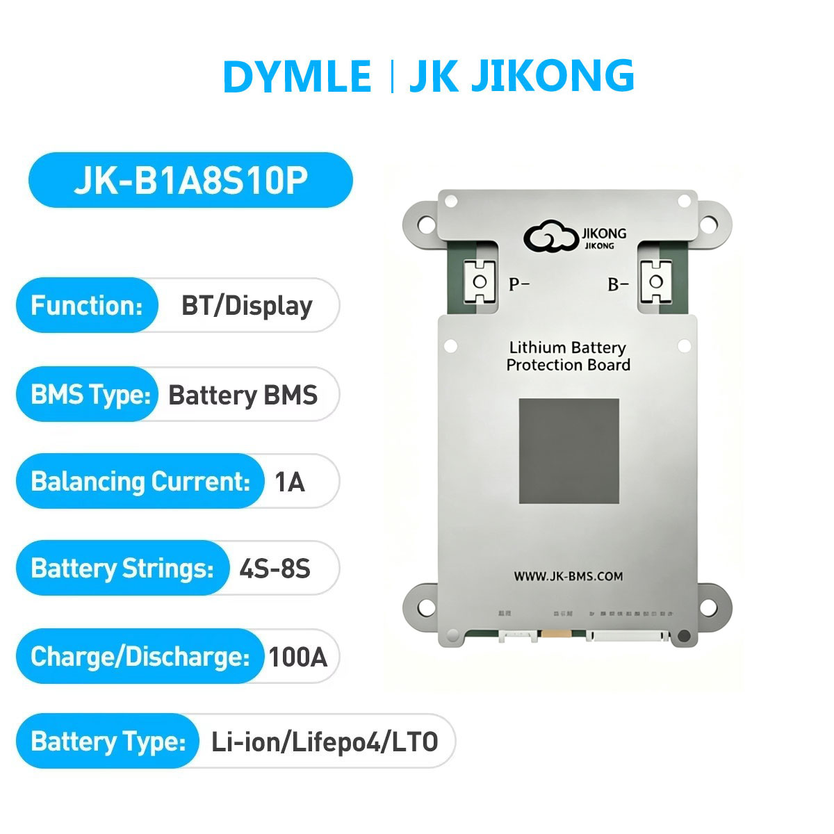 Lithium Battery 12V - JK JIKONG B1A8S10P 스마트 액티브 BMS,