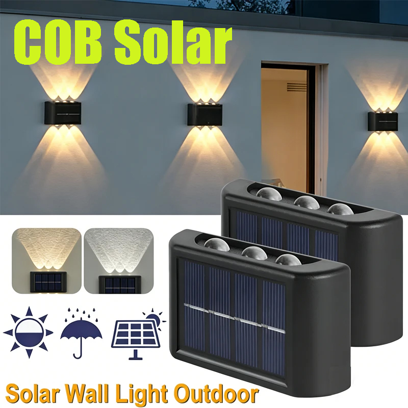 COB 태양광 벽등, 방수 야외 조명, 위아래 볼록 렌 - Solar Lamp 리뷰 및 가격