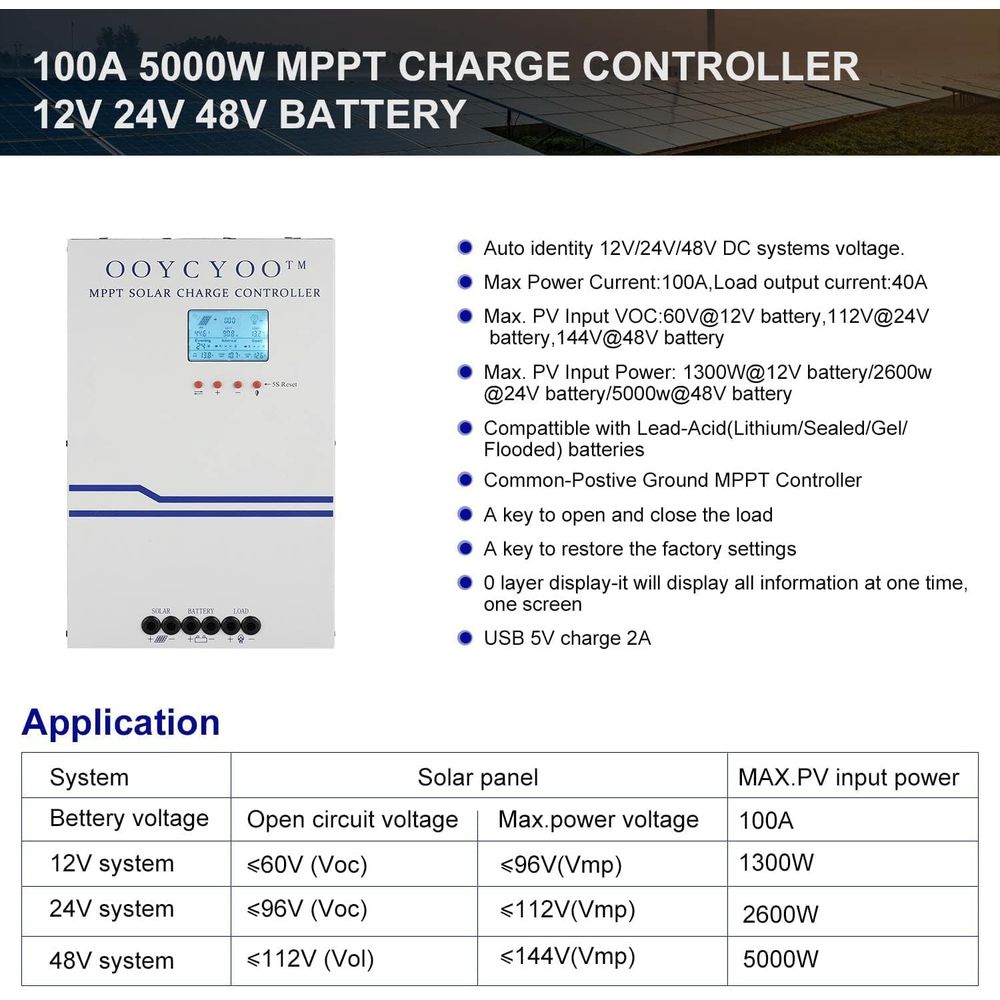 100A MPPT 태양광 충전 컨트롤러 24V 12V  - Solar Panel 리뷰 및 가격