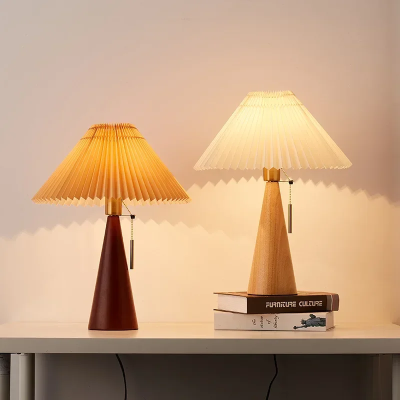 레트로 주름 테이블 램프 북유럽 스타일 원목 조명 침실 - Solar Lamp 리뷰 및 가격
