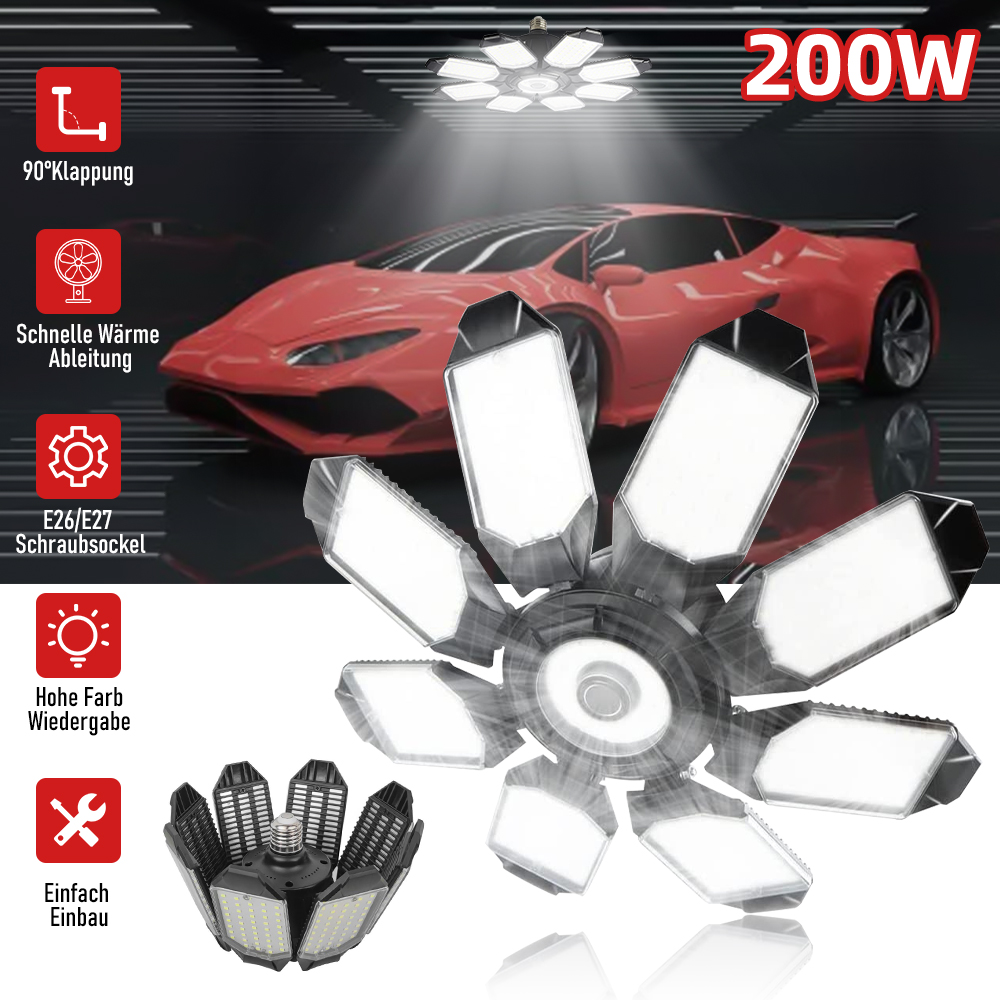 200W 강력한 차고 조명 LED 접이식 LED 전구  - Solar Panel 200W 리뷰 및 가격